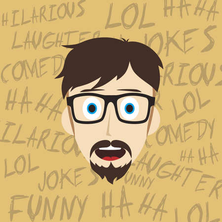 male laughing funny hilarious cartoon character vector illustrationのイラスト素材