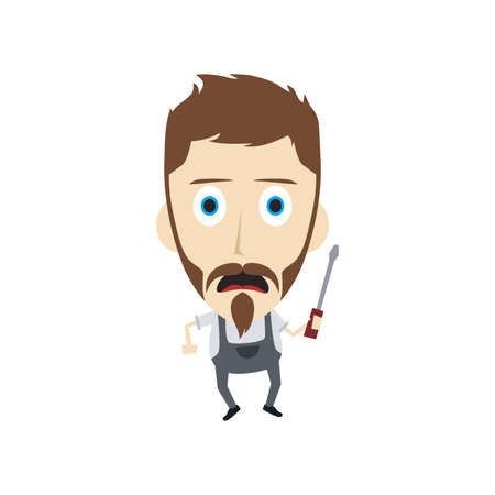 construction worker guy theme vector art illustrationのイラスト素材