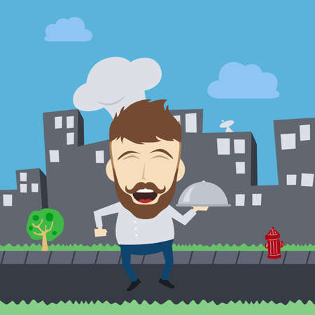 master chef cartoon character theme vector art illustrationのイラスト素材