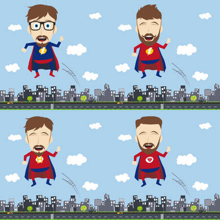 superhero cartoon character theme vector art illustrationのイラスト素材