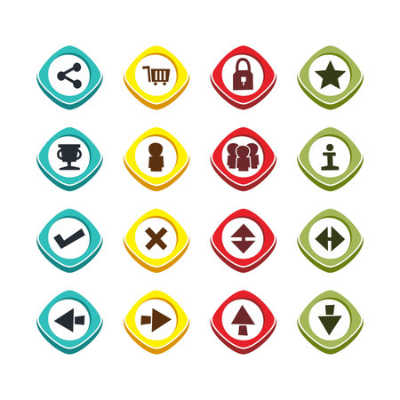 icon button set theme vector art illustration