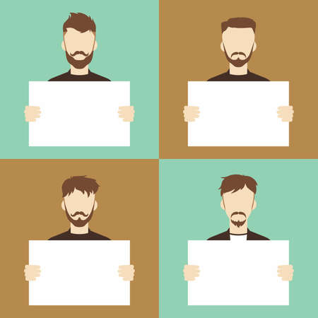 man with blank sign theme vector art illustrationのイラスト素材
