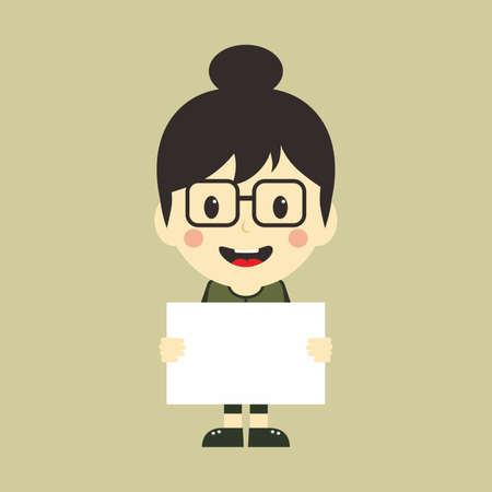 woman with blank sign theme vector art illustrationのイラスト素材