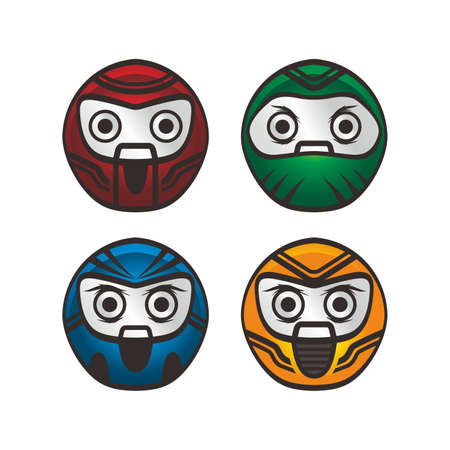 daruma doll robot warrior setのイラスト素材