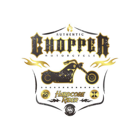 classic chopper motorcycle theme vector art illustrationのイラスト素材