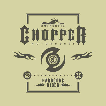 classic chopper motorcycle theme vector art illustrationのイラスト素材