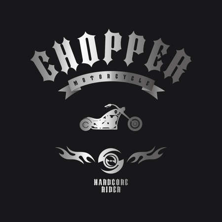 classic chopper motorcycle theme vector art illustrationのイラスト素材
