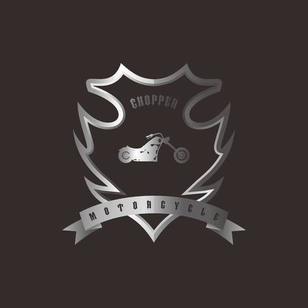 shiny silver shield chopper motorcycle vector art illustrationのイラスト素材
