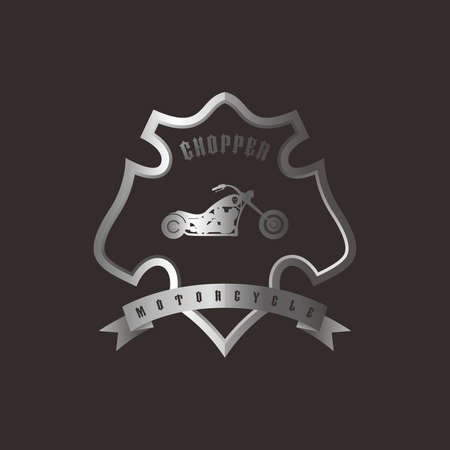 shiny silver shield chopper motorcycle vector art illustrationのイラスト素材