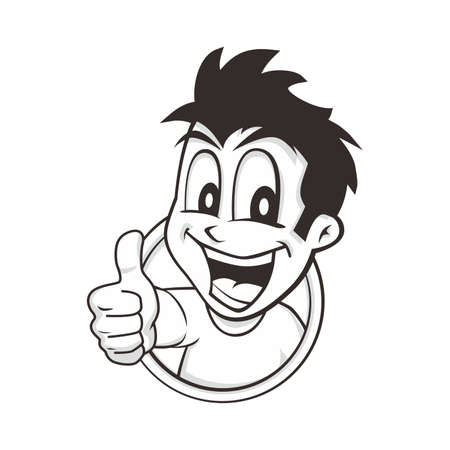 cartoon guy thumbs up character vector illustrationのイラスト素材