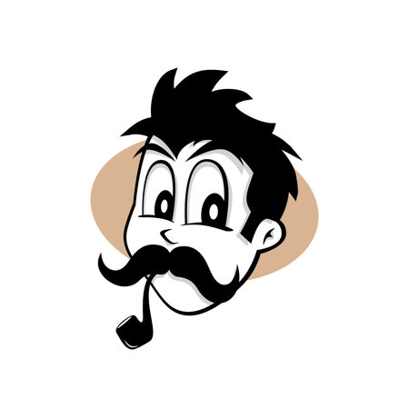 pipe smoker guy cartoon theme vector art illustrationのイラスト素材