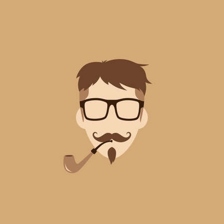 tobacco pipe hipster guy theme vector art illustrationのイラスト素材
