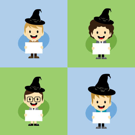 halloween cartoon character theme vector art illustrationのイラスト素材