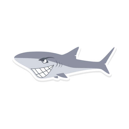 cartoon cute shark fish theme vector art illustrationのイラスト素材