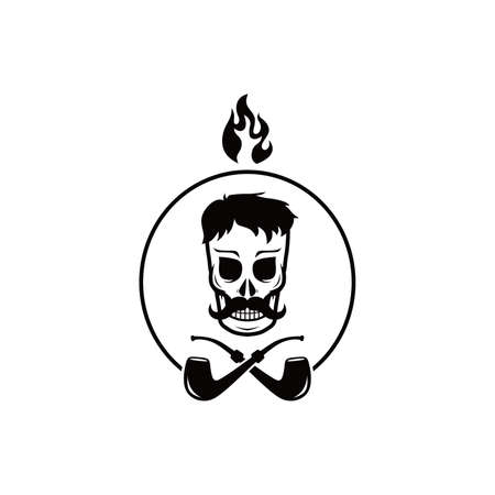 skull tobacco pipe smoker template theme vector art illustrationのイラスト素材