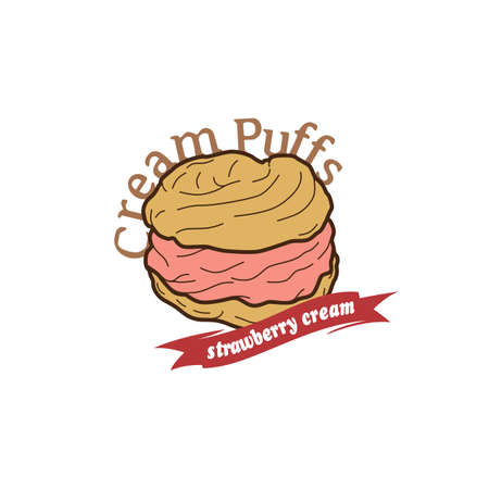 cream puff cake pastry theme vector art illustrationのイラスト素材
