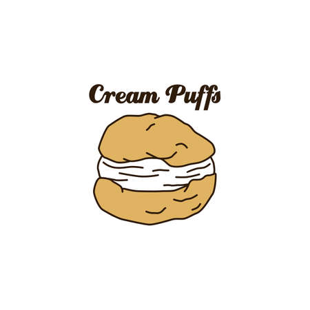 cream puff cake pastry theme vector art illustrationのイラスト素材