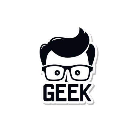 geek nerd guy cartoon character theme vector illustrationのイラスト素材