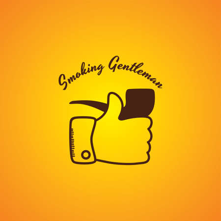 pipe smoker like thumb up theme vector art illustrationのイラスト素材