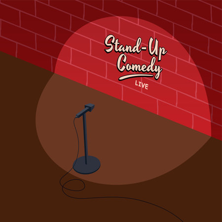 stand up comedy isometric block cartoon theme vector illustrationのイラスト素材