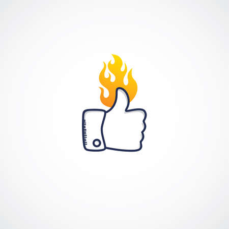 fire thumb up theme vector art illustrationのイラスト素材