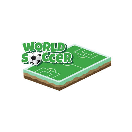 cartoon soccer field isometric theme vector art illustrationのイラスト素材