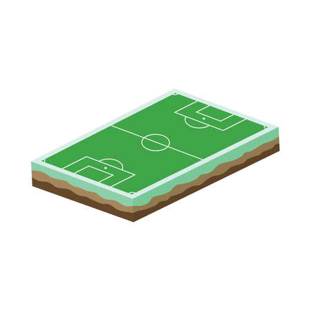 cartoon soccer field isometric theme vector art illustrationのイラスト素材