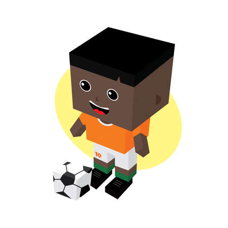 cartoon soccer player isometric theme vector art illustrationのイラスト素材