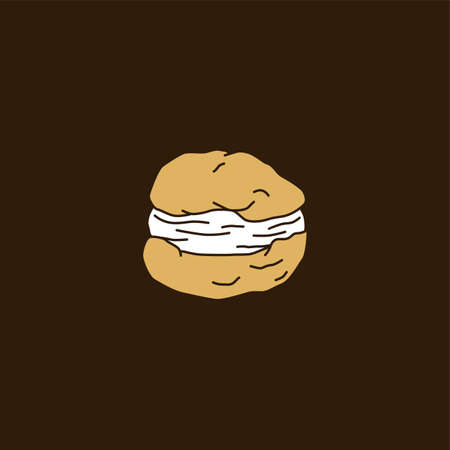 choux pastry cream puff food theme vector art illustrationのイラスト素材