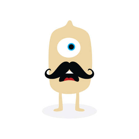 happy little monster character theme vector art illustrationのイラスト素材