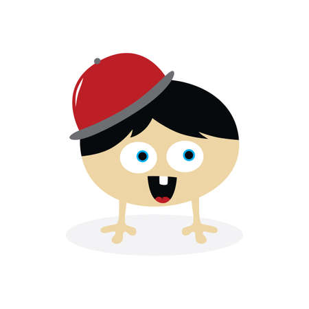 happy little monster character theme vector art illustrationのイラスト素材