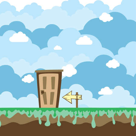 game platform world with door vector art illustrationのイラスト素材