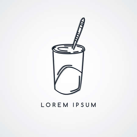 juice cup cold drink theme sketch vector art illustrationのイラスト素材
