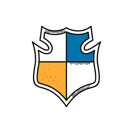 cartoon shield doodle hand drawn theme collection vector illustrationのイラスト素材