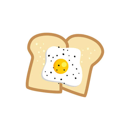 fried egg toast breakfast theme vector art illustrationのイラスト素材