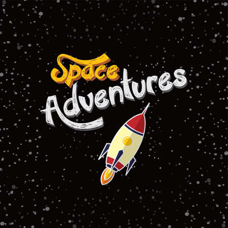 rocket ship launch theme vector art illustrationのイラスト素材
