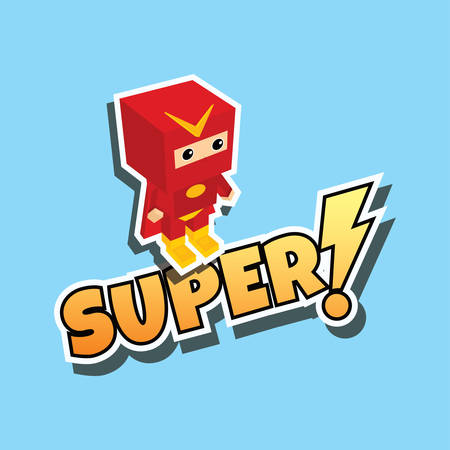 great superhero cartoon theme vector art illustrationのイラスト素材
