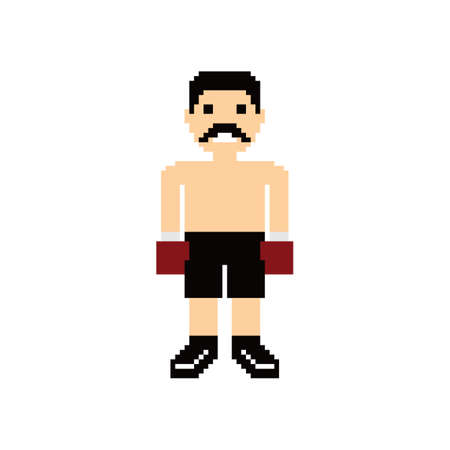 pixel people boxer avatar vector art illustrationのイラスト素材