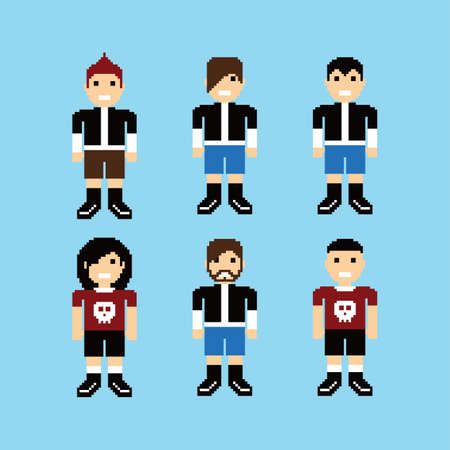 pixel people avatar set vector art illustrationのイラスト素材