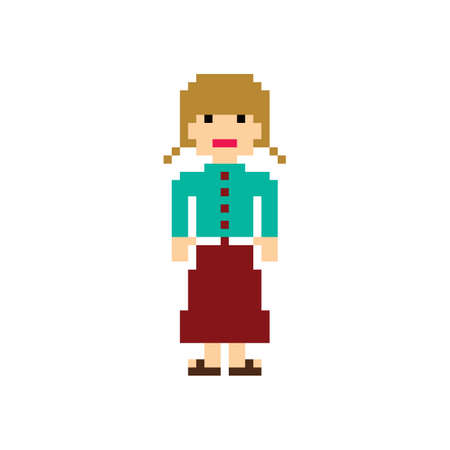 pixel people woman avatar theme vector art illustrationのイラスト素材