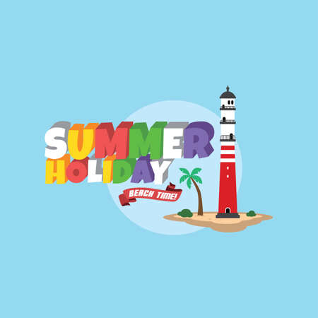 Summer holiday retro cartoon theme vector art illustrationのイラスト素材