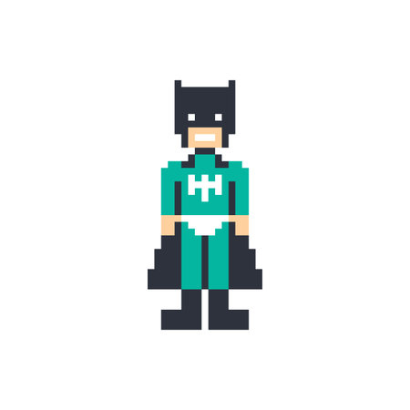 pixel people superhero avatar vector art illustration