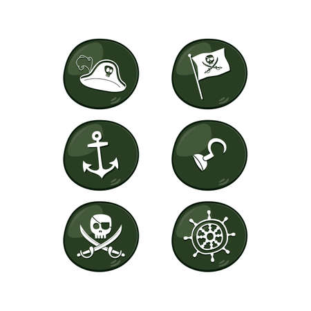 pirate sign icon set vector art illustrationのイラスト素材