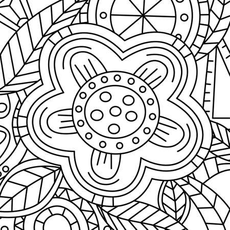 Monochrome Floral Pattern Hand Drawn Texture with Flowersのイラスト素材