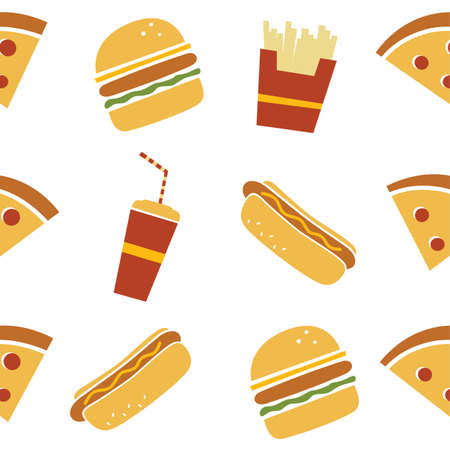 seamless fastfood restaurant theme pattern vector art illustrationのイラスト素材