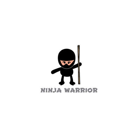 ninja boy cartoon theme vector art illustrationのイラスト素材