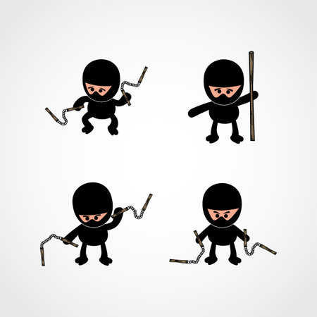 ninja boy cartoon theme vector art illustrationのイラスト素材