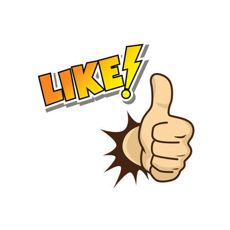 thumb up hand sign cartoon vector art illustrationのイラスト素材