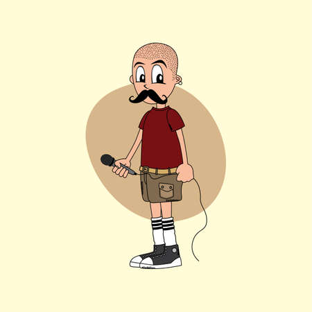 male cartoon character singer music band theme vector art illustrationのイラスト素材