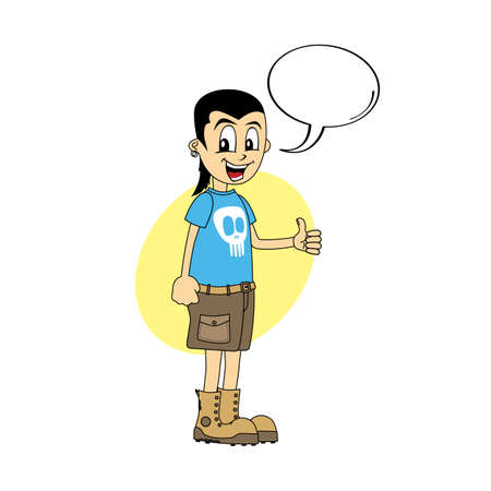 male cartoon character thumb up theme vector art illustrationのイラスト素材